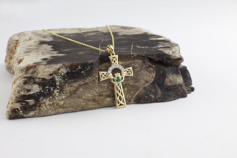 Claddagh & Celtic Cross - Shown with Cable Chain