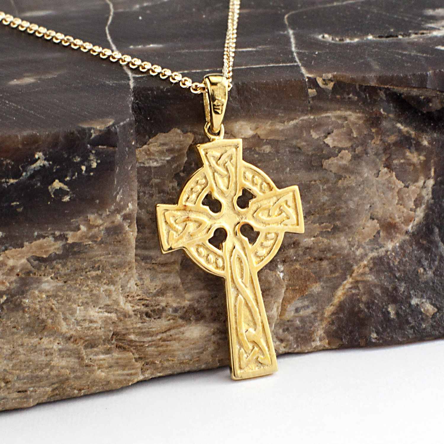 Modern Christening Cross with Chain