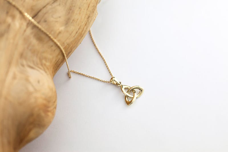 Genuine 10K Yellow Gold Trinity Knot Necklace For Women