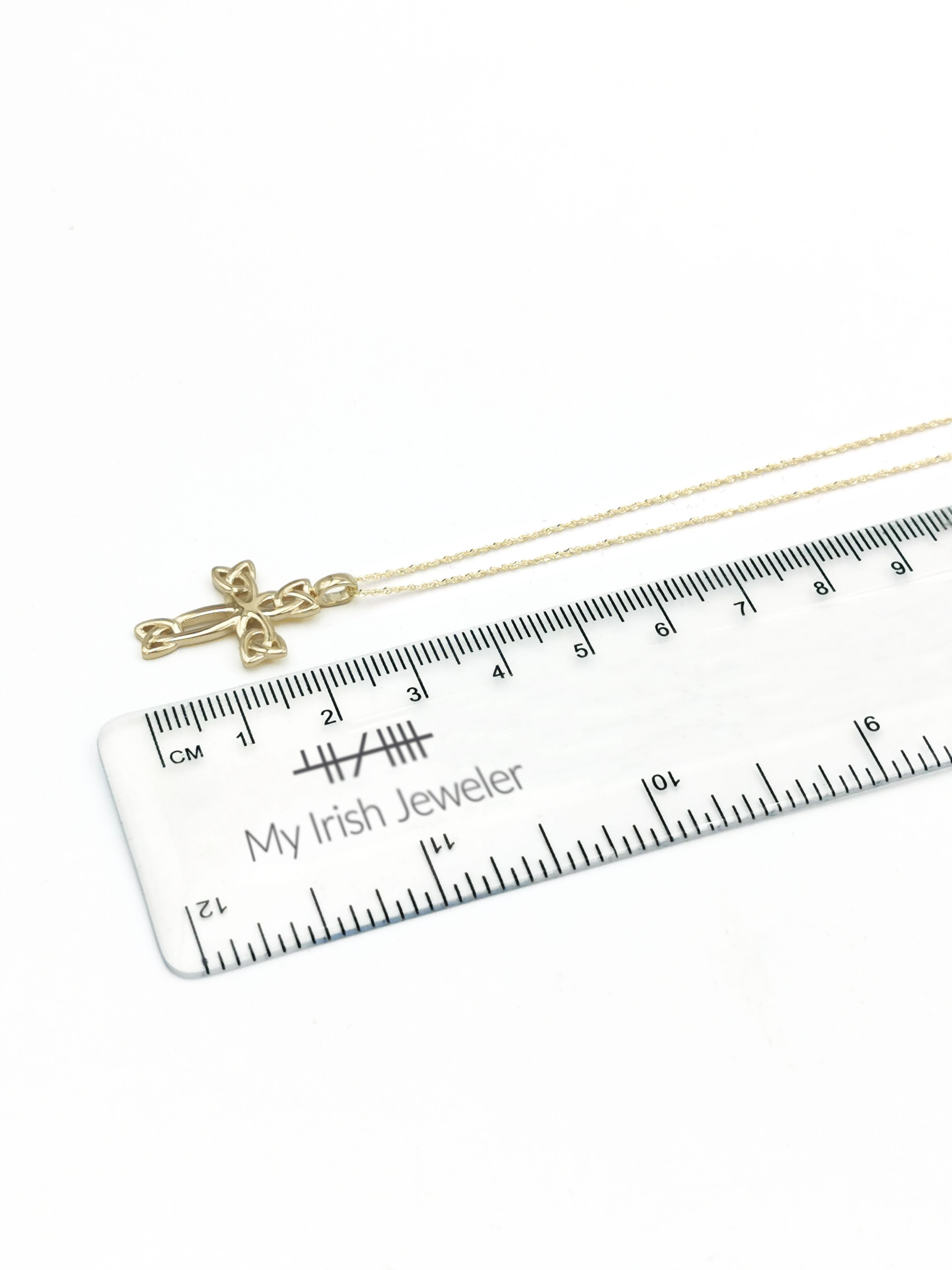 Womens Real 9K Yellow Gold Celtic Cross Necklace