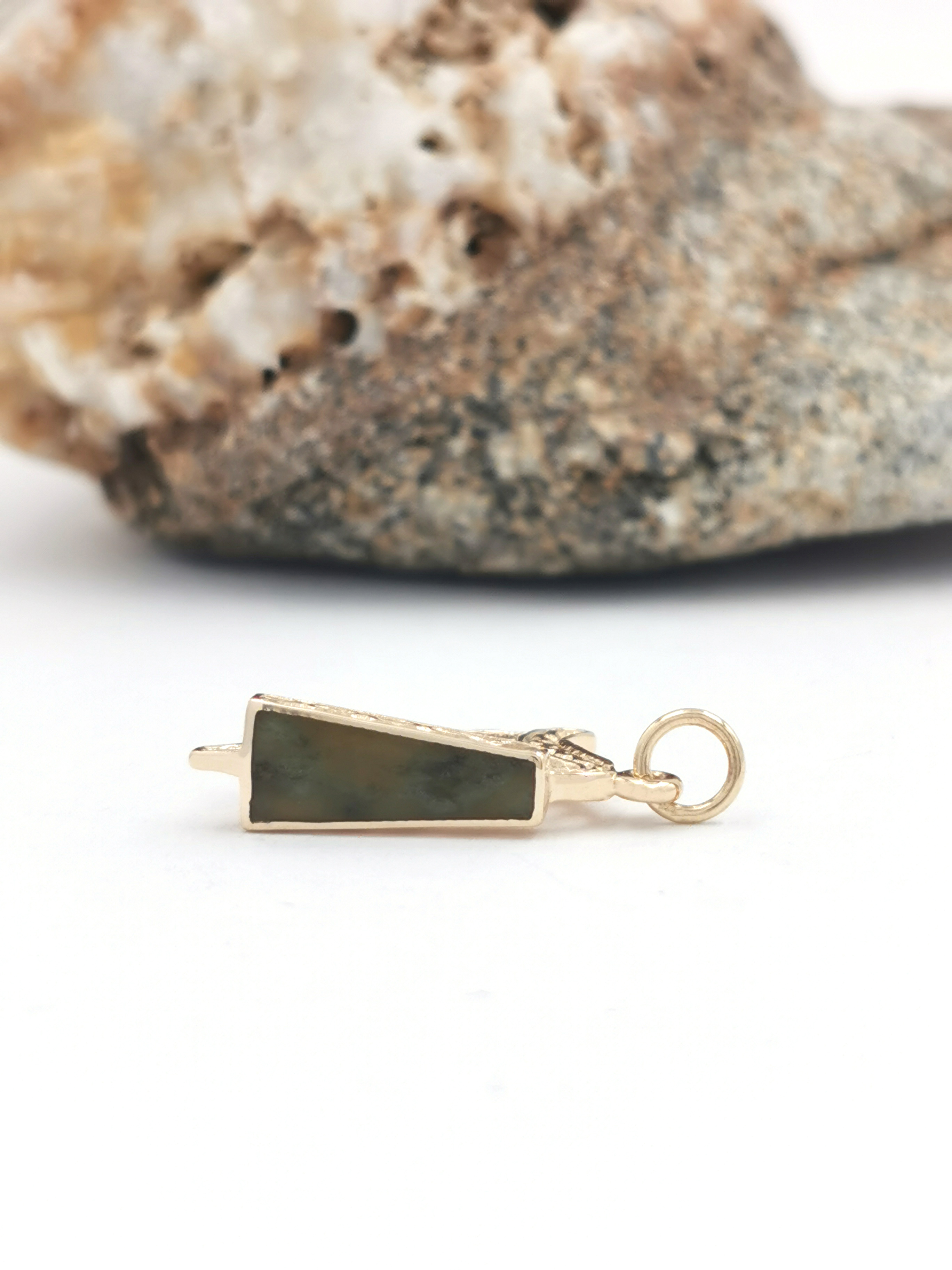 Real Yellow Gold Connemara Marble Charm For Women