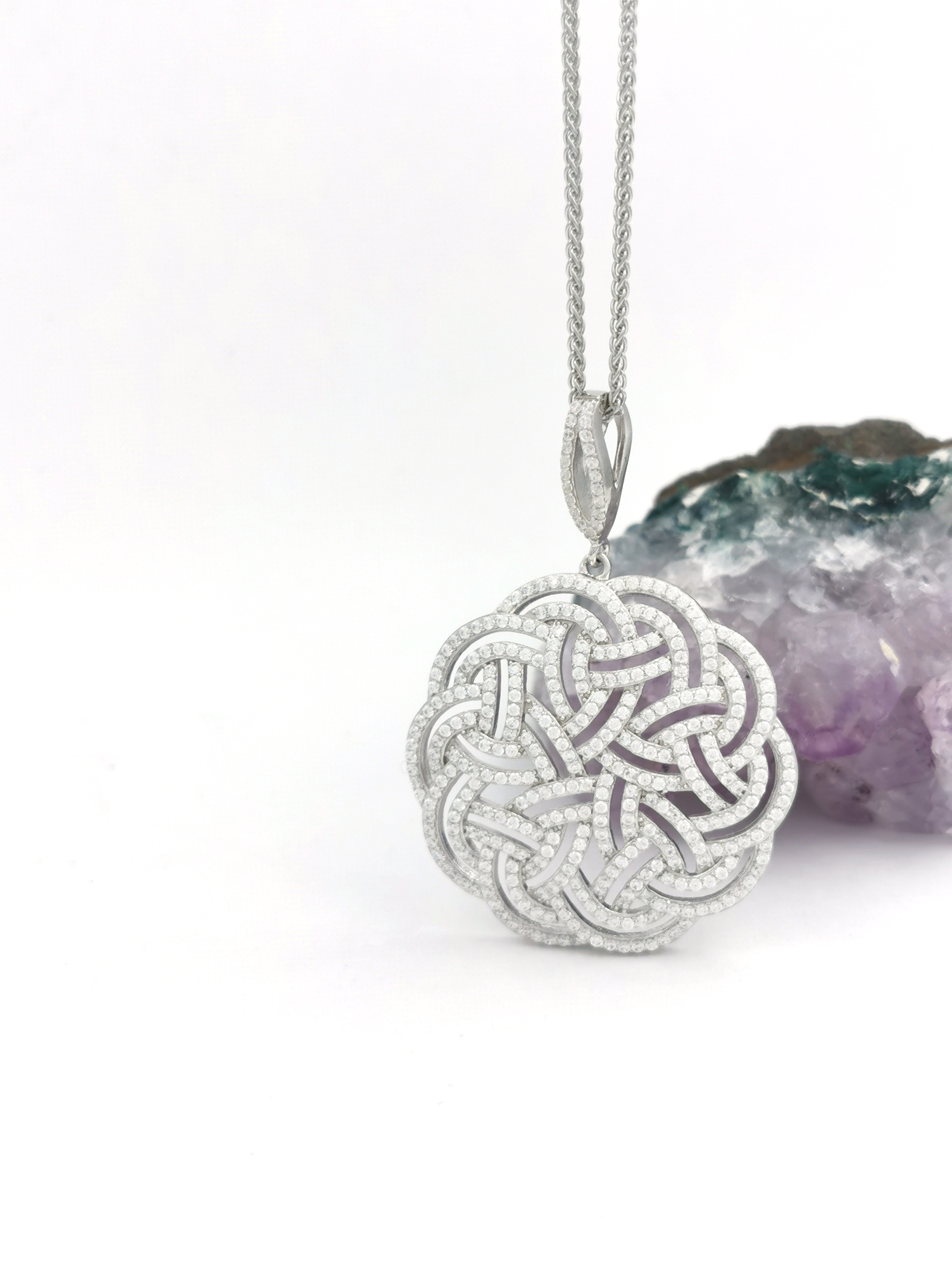 Womens Celtic Knot Necklace in Sterling Silver