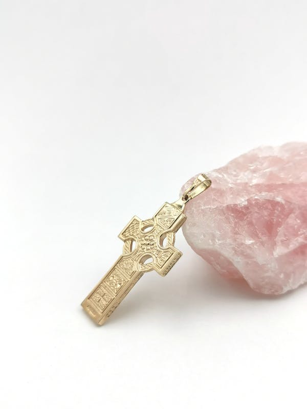 Genuine 10K Yellow Gold Celtic Cross Necklace