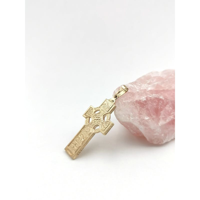 Genuine 10K Yellow Gold Celtic Cross Necklace