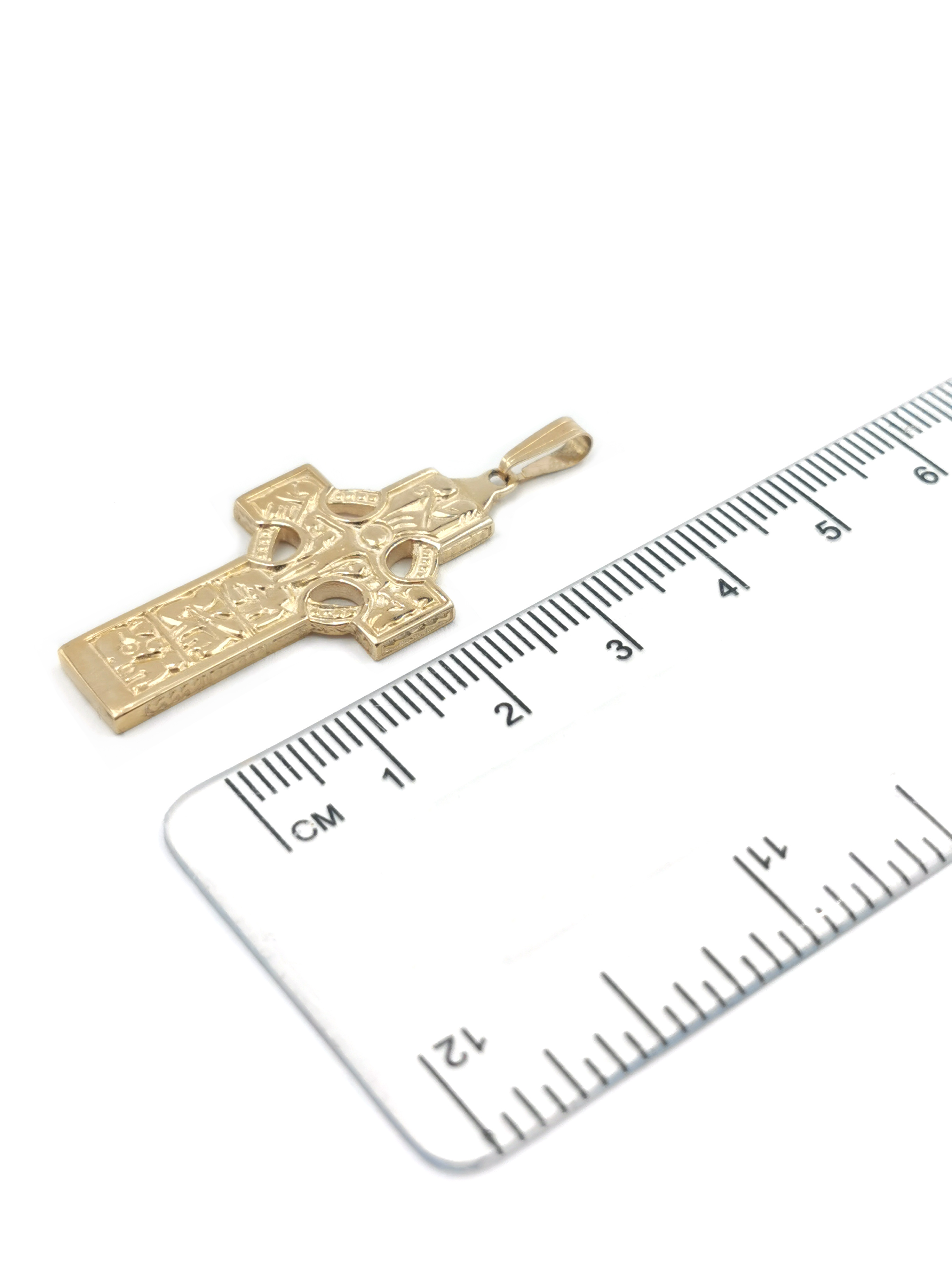 Irish Yellow Gold Celtic Cross & High Crosses Of Ireland Necklace