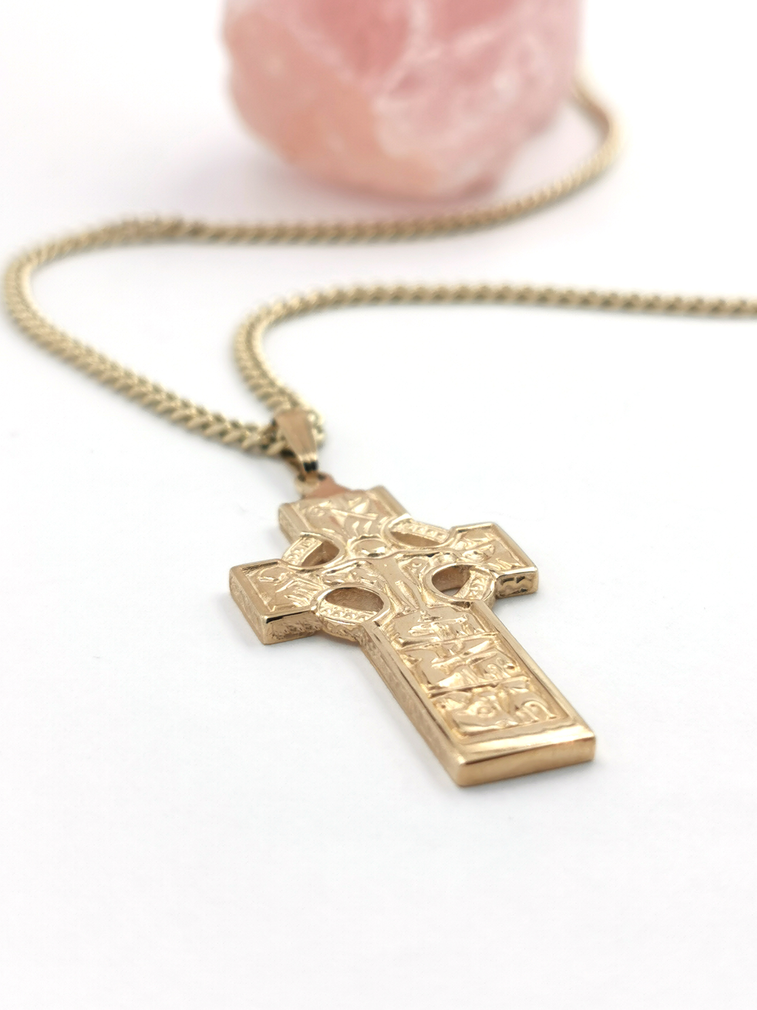 Celtic Cross & High Crosses Of Ireland - Shown with Luxury Curb Chain
