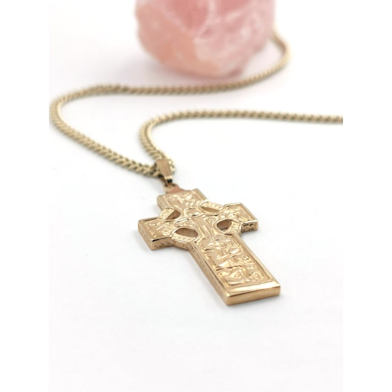 Celtic Cross & High Crosses Of Ireland - Shown with Luxury Curb Chain