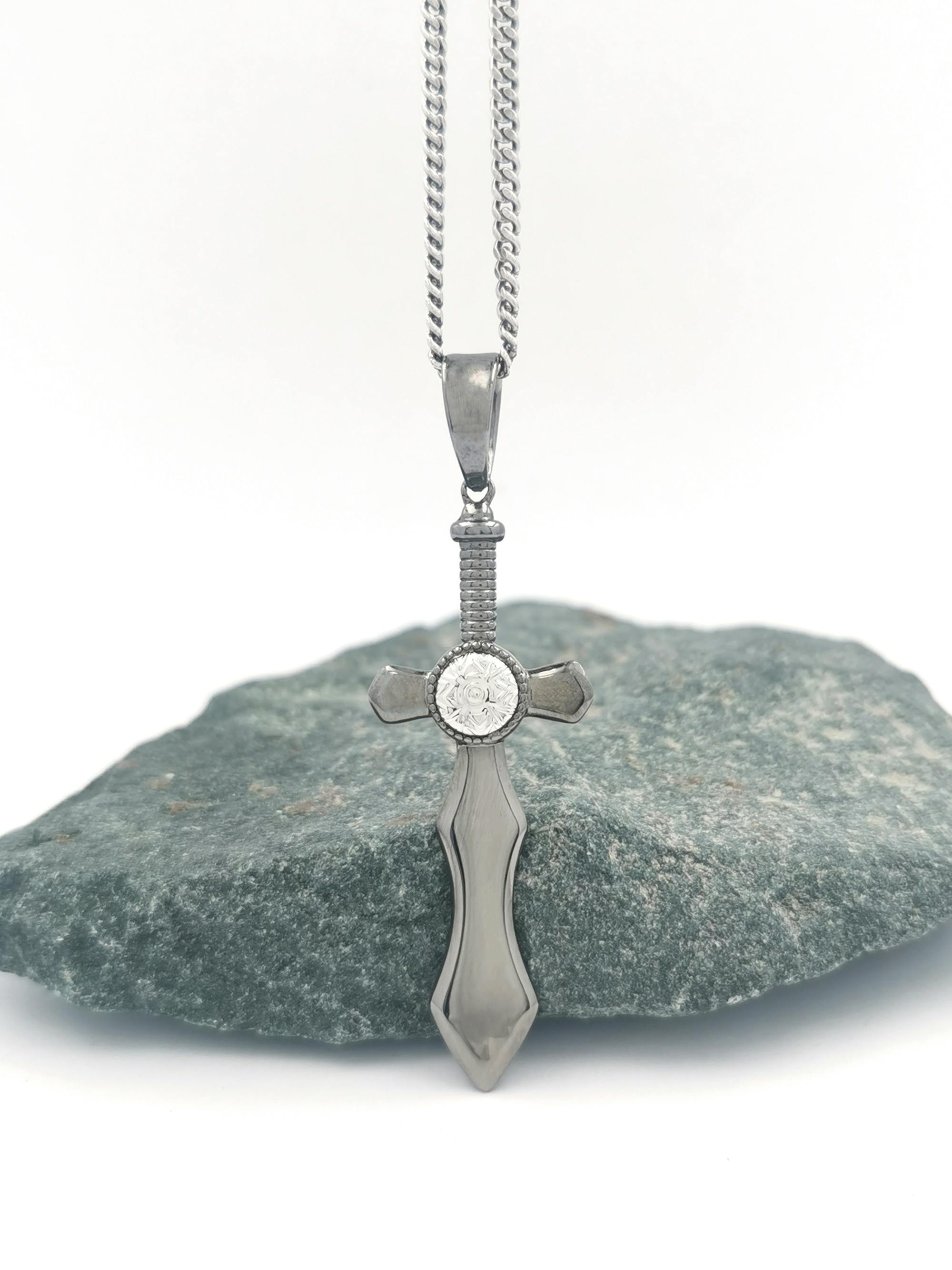 Sterling Silver Black Rhodium Sword Celtic Cross,… | My Irish Jeweler