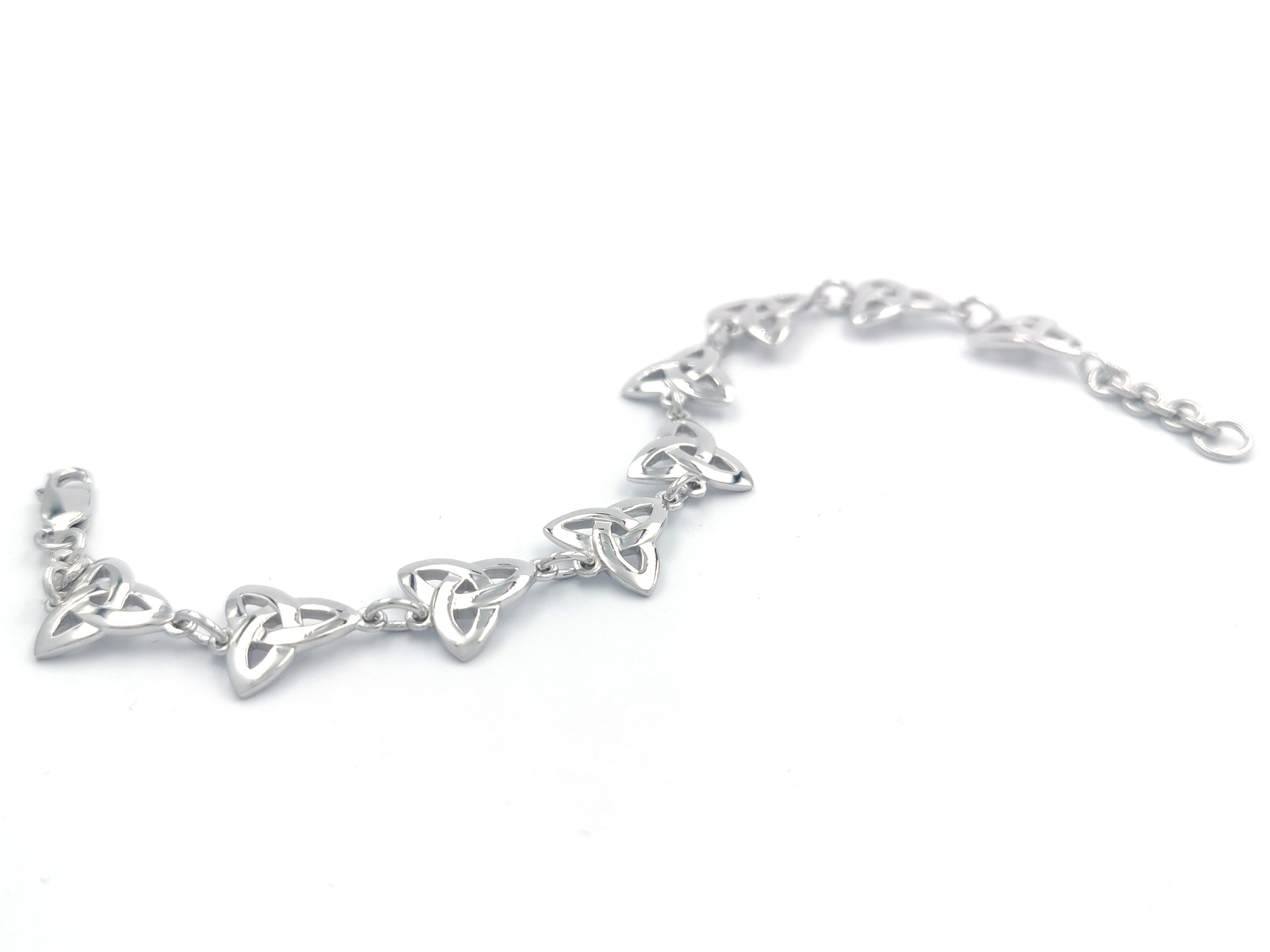 Womens Trinity Knot & Celtic Knot Bracelet in Sterling Silver