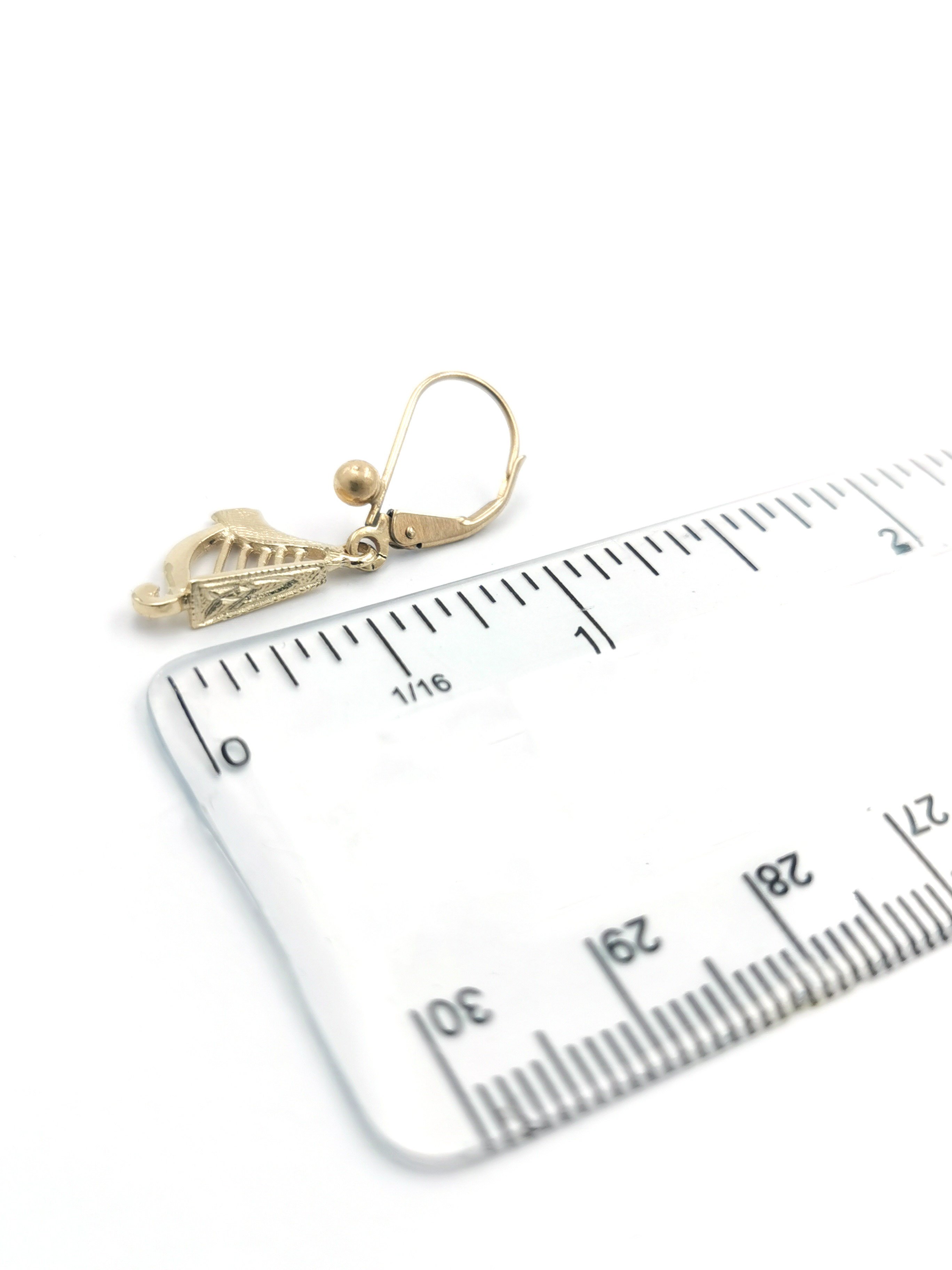 Gorgeous Yellow Gold Irish Harp Earrings For Women