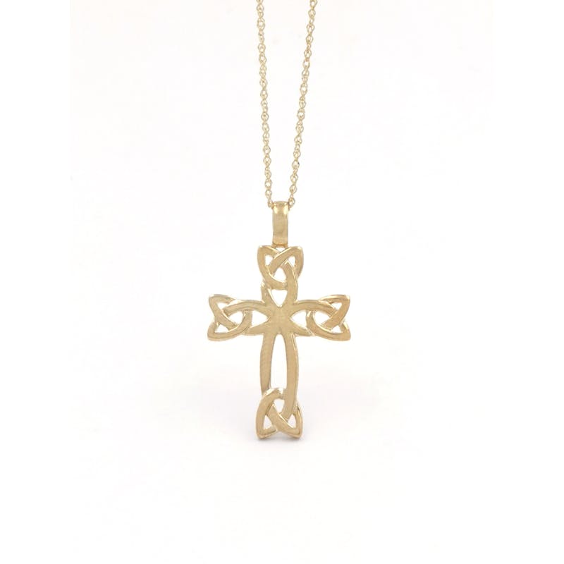Womens Celtic Cross Necklace in Real 9K Yellow Gold