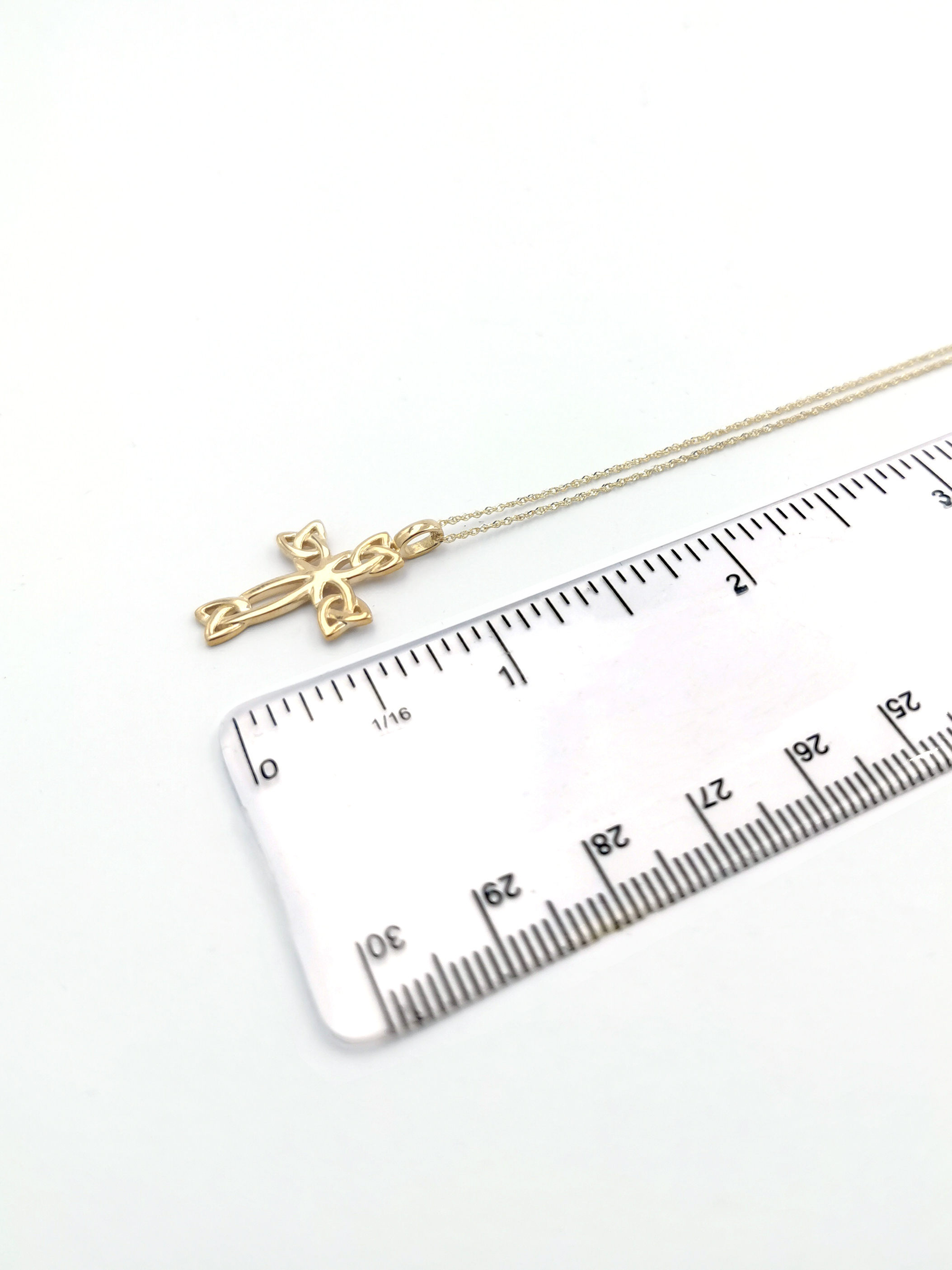 Real Yellow Gold Celtic Cross Necklace For Women