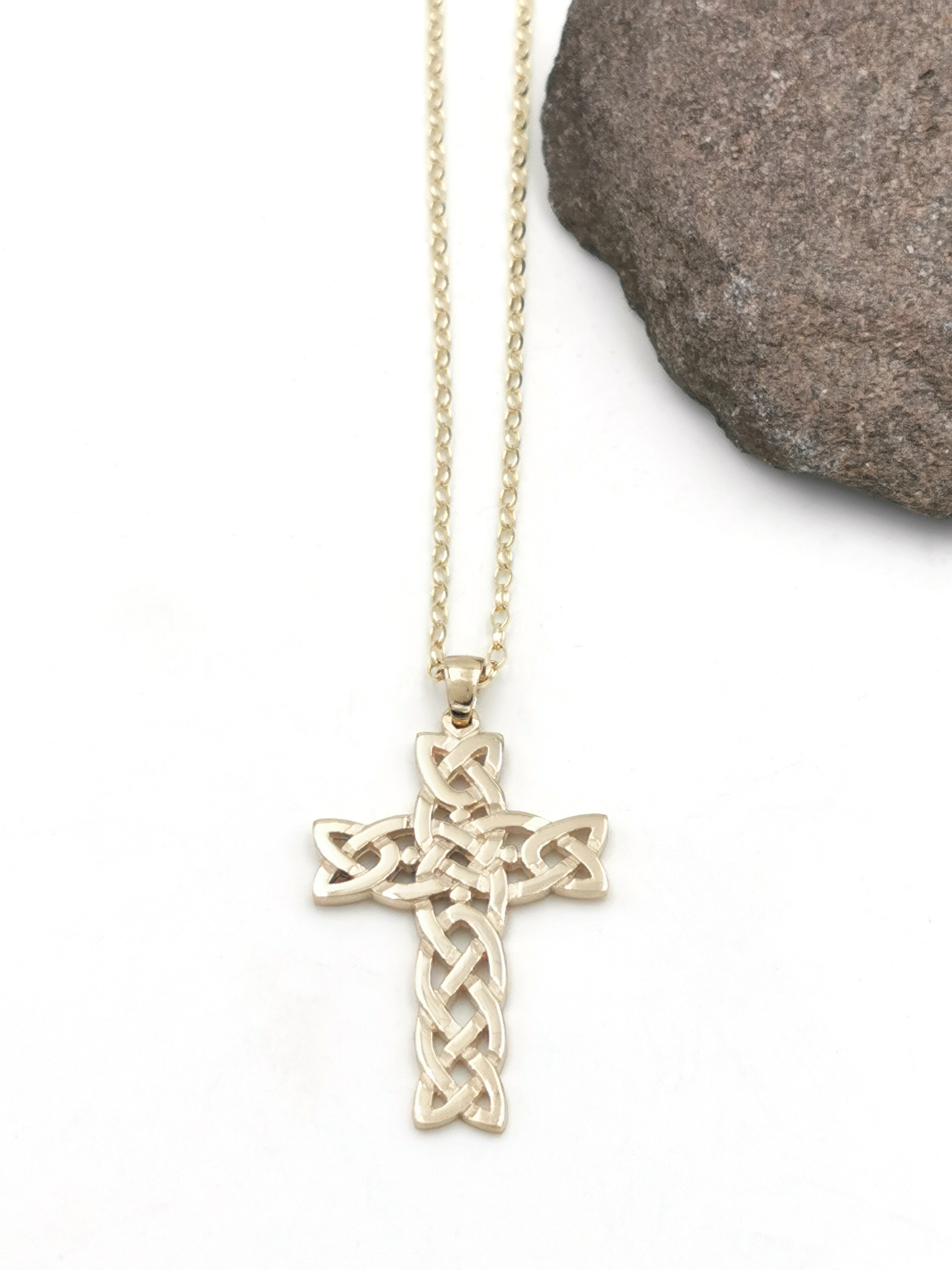 Celtic Cross Necklace - Shown with Light Rolo Chain