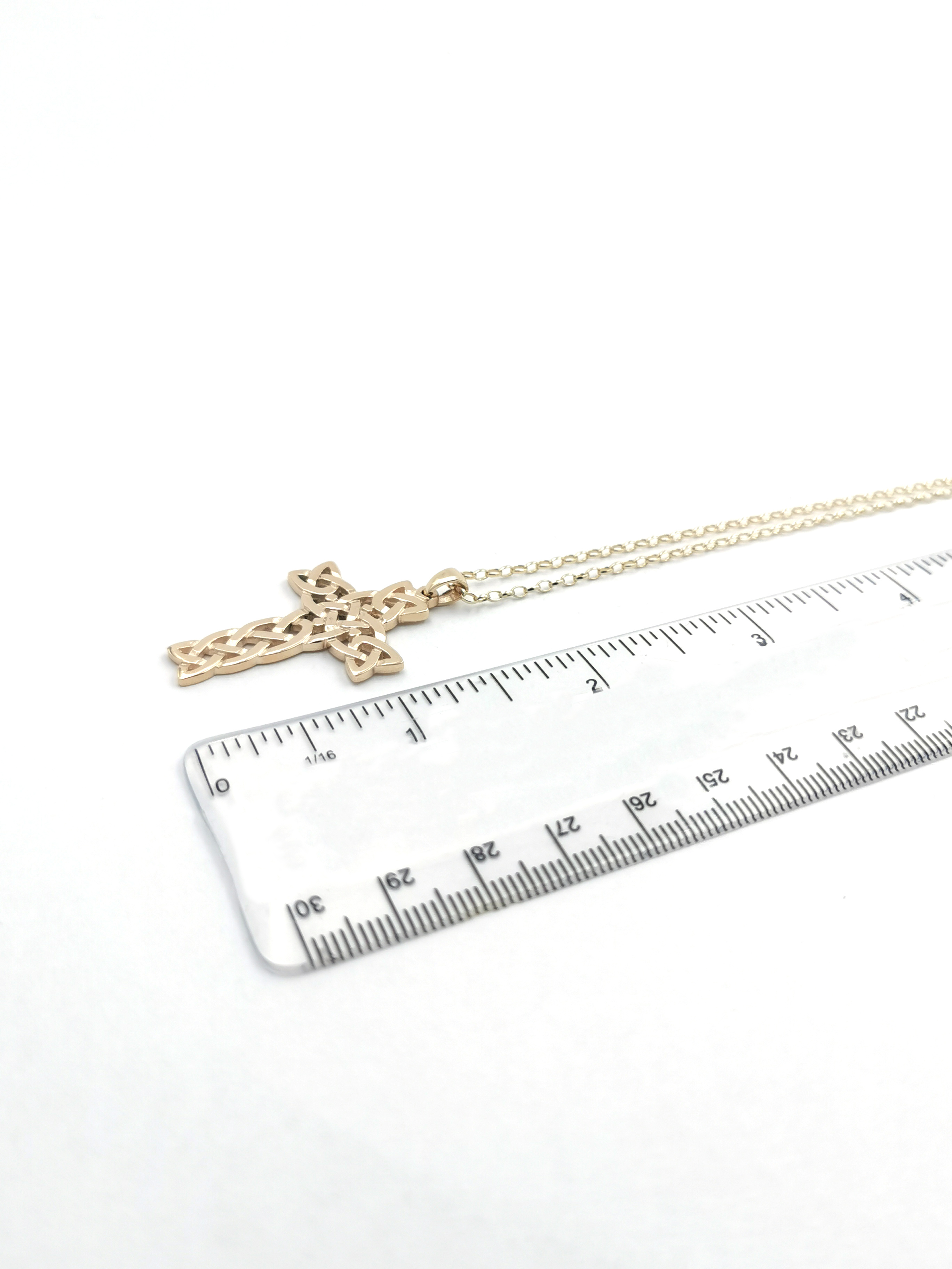 Large Celtic Cross Necklace in Real 14K Yellow Gold