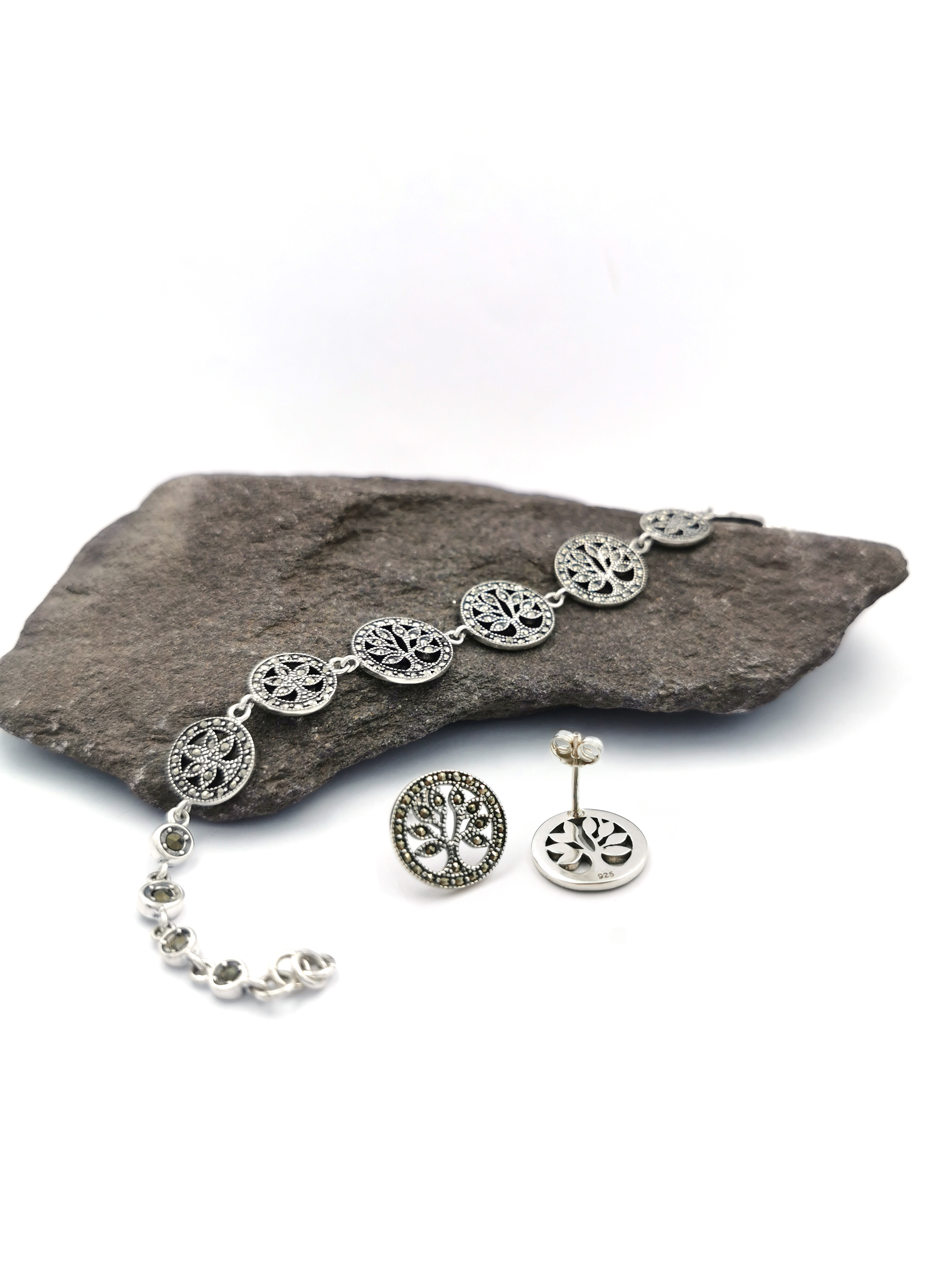 Womens Sterling Silver Tree of Life Earrings