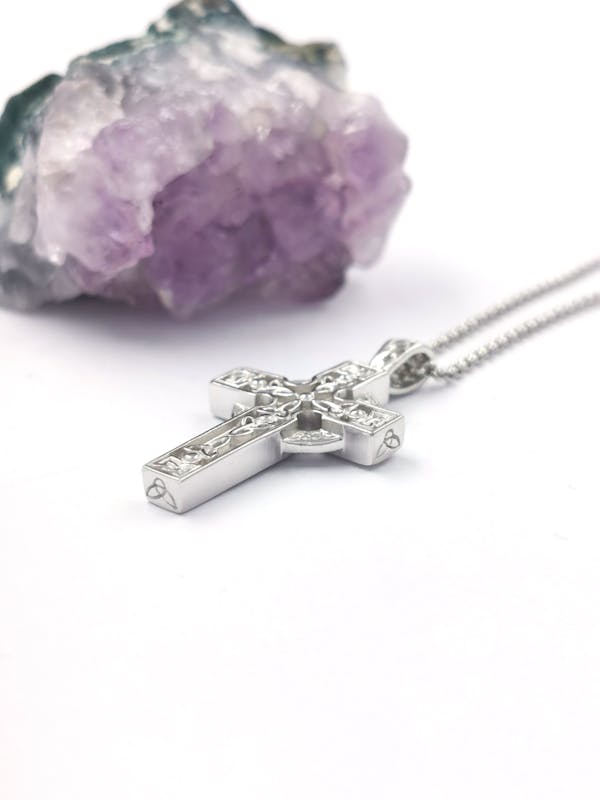 Striking Sterling Silver Celtic Cross Necklace