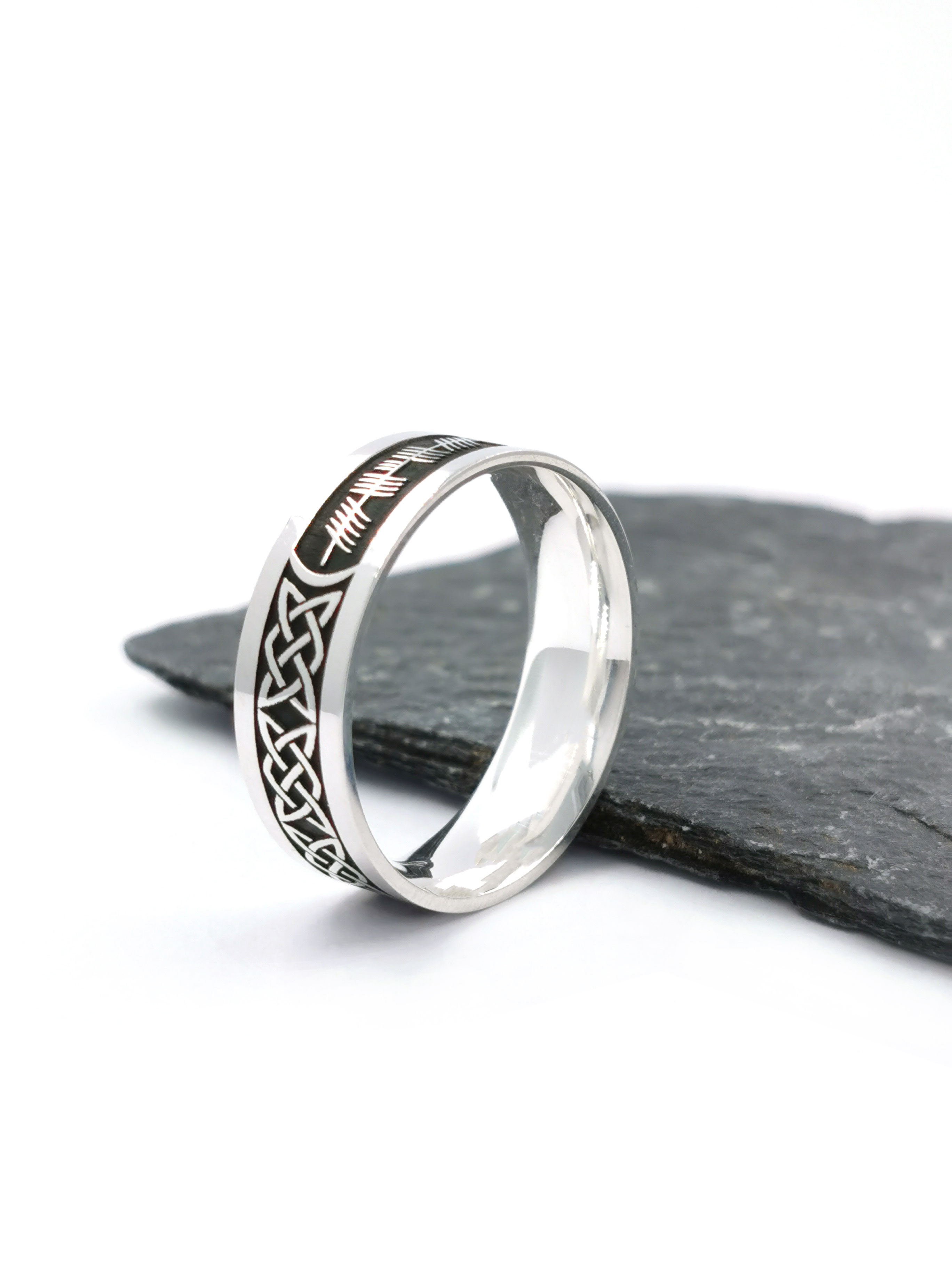 Oxidized Ogham Personalizable Ring in Real Sterling Silver