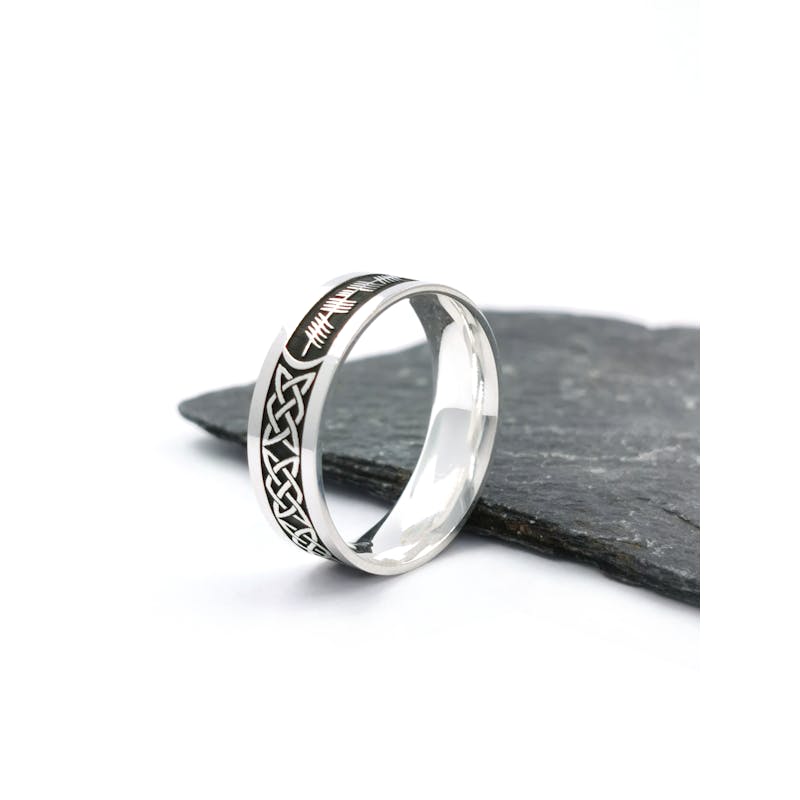 Oxidized Ogham Personalizable Ring in Real Sterling Silver