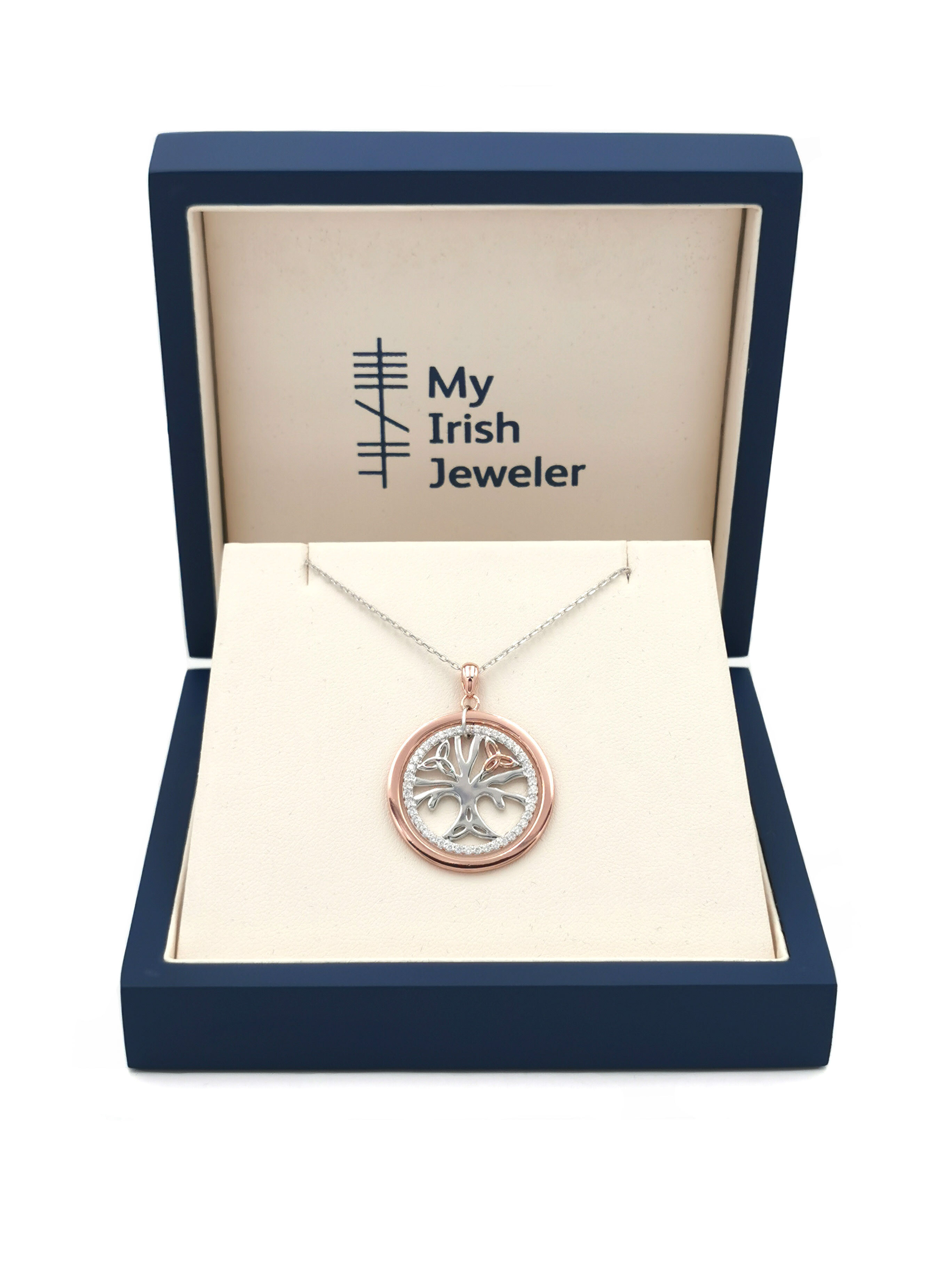Womens Tree of Life Gift Set in Sterling Silver & Rose Gold