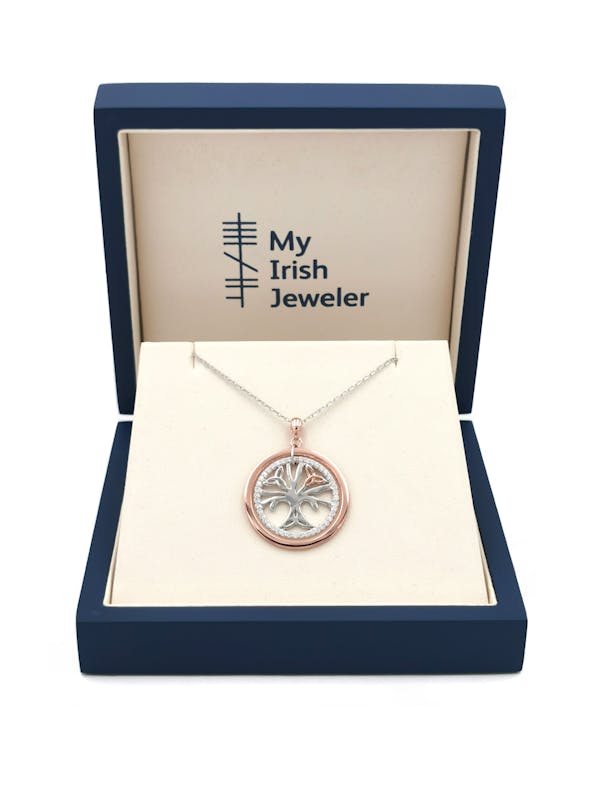 Womens Tree of Life Gift Set in Sterling Silver & Rose Gold