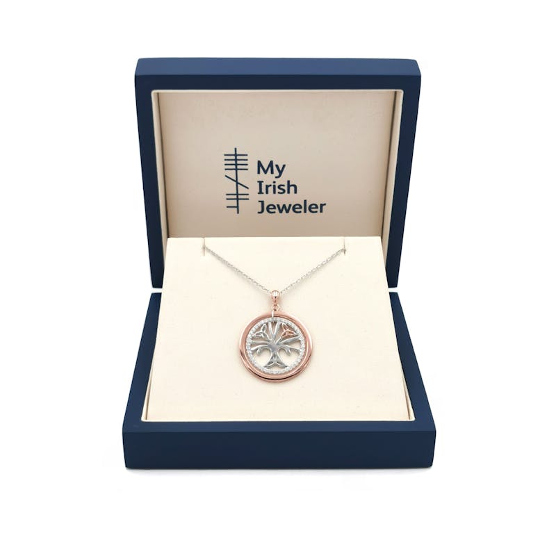 Womens Tree of Life Gift Set in Sterling Silver & Rose Gold