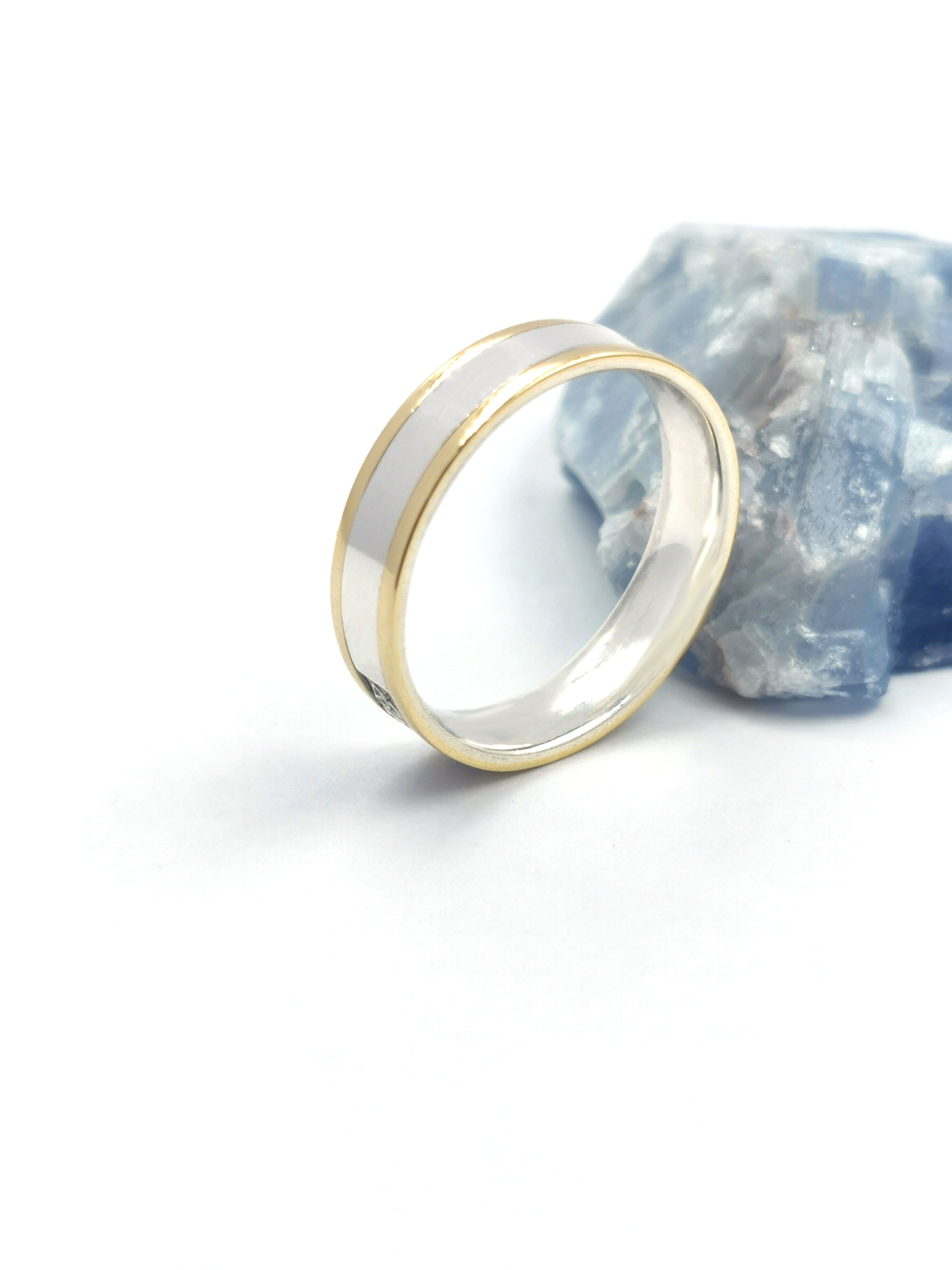 Womens Real Florentine Sterling Silver & 10K Yellow Gold Mo Anam Cara Wedding Ring