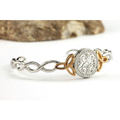Sterling Silver Tree Of Life Cuff Bangle