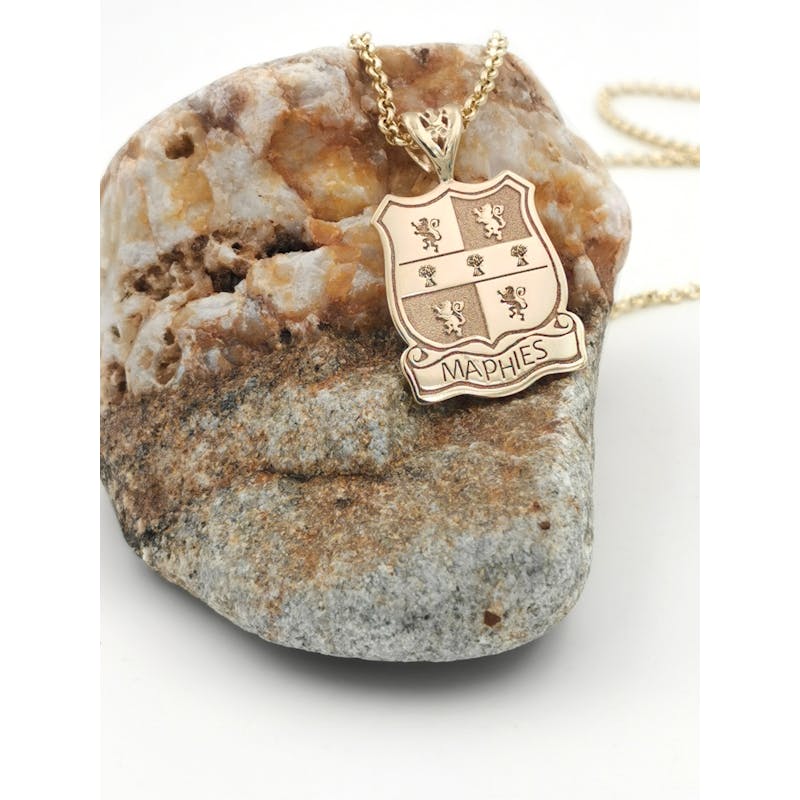 Family Crest Necklace in Real Yellow Gold