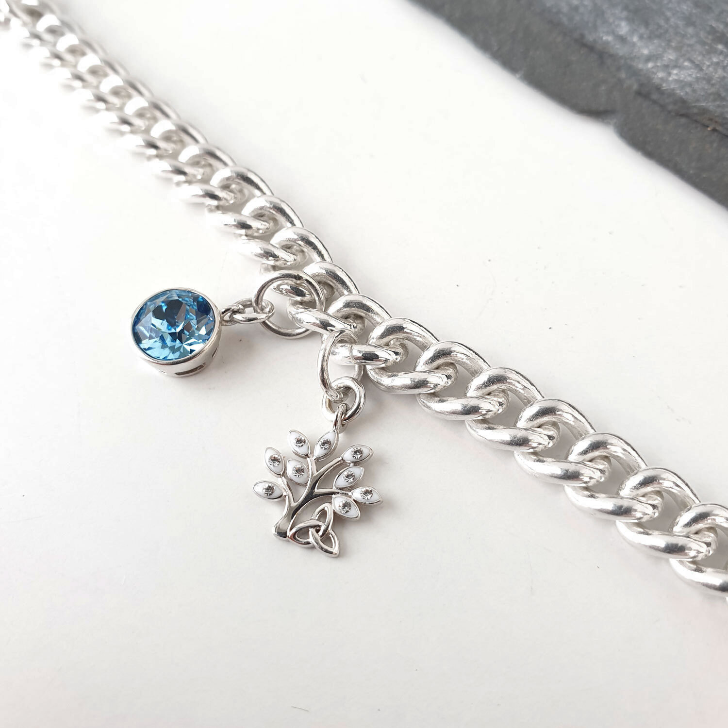 Personalized Sterling Silver Tree of Life & Birthstone Bracelet For Women