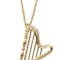 Real 9K Yellow Gold Irish Harp Necklace For Women - Gallery