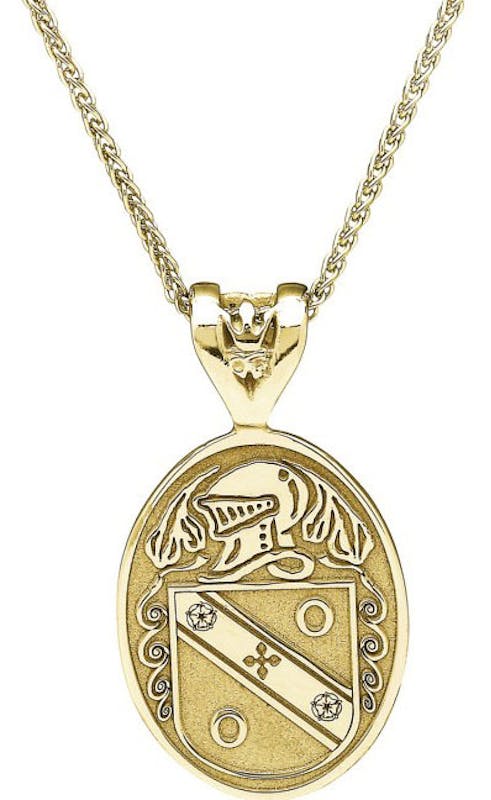 Attractive 14K Yellow Gold Family Crest Necklace