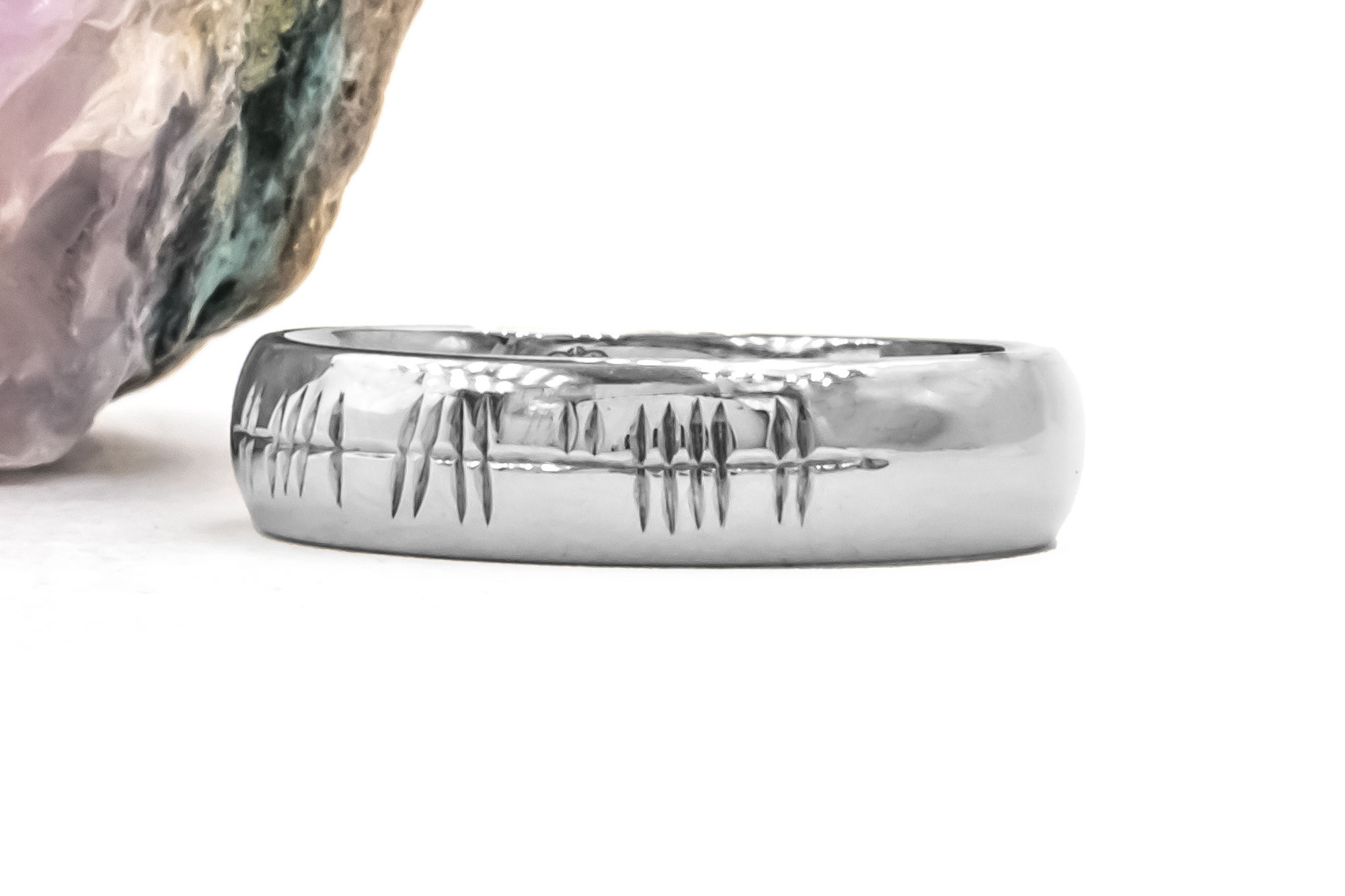 Attractive Polished Platinum 950 Ogham Engravable 5.0mm Ring