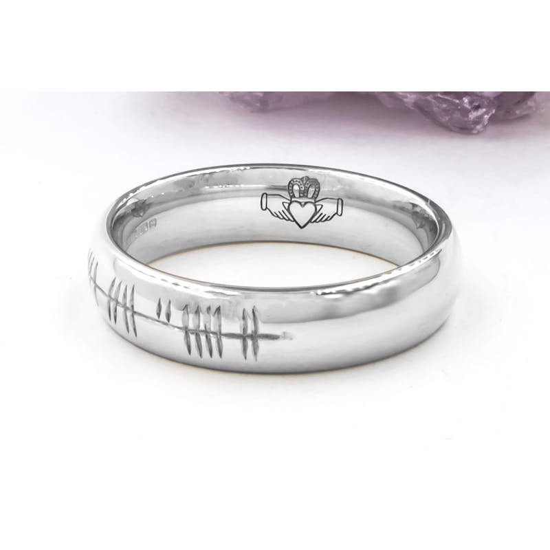 Ogham 7.0mm Ring in Platinum 950 With a Polished Finish