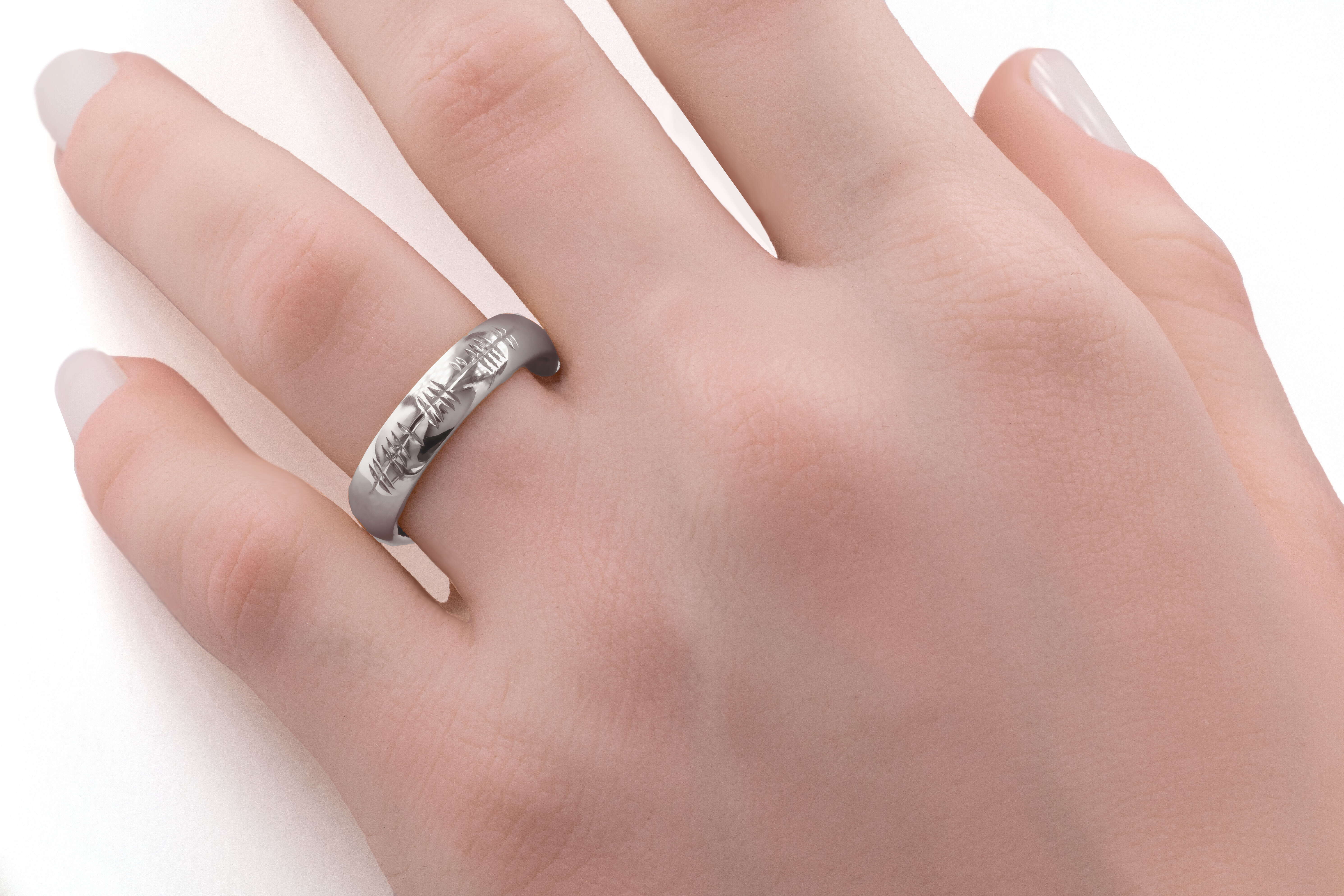 Authentic Platinum 950 Ogham Gift Set With a Polished Finish - Model Photo