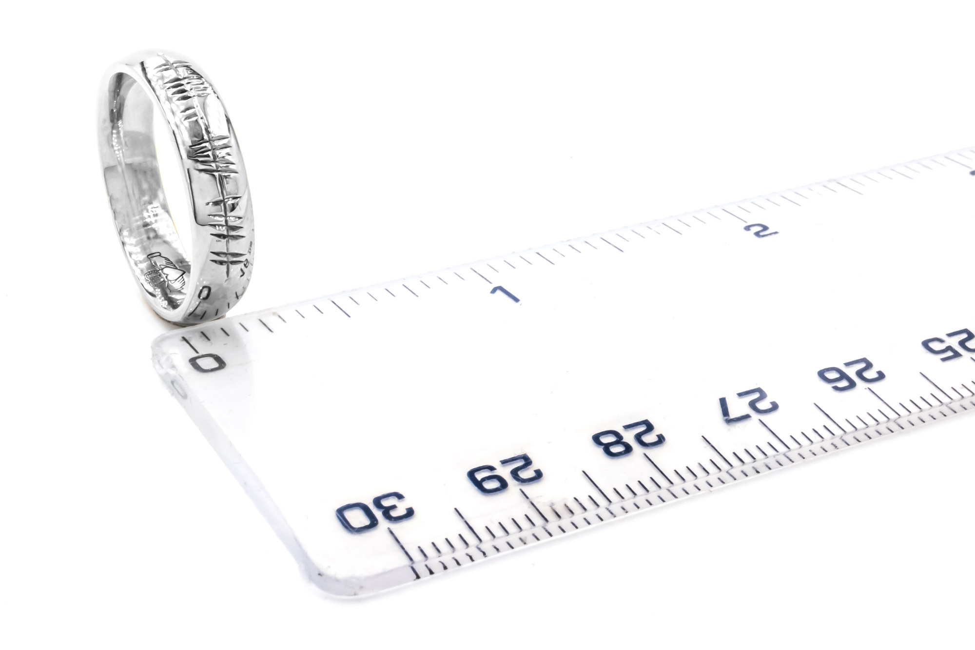 Engravable Platinum 950 Ogham Engravable 5.0mm Ring With a Polished Finish