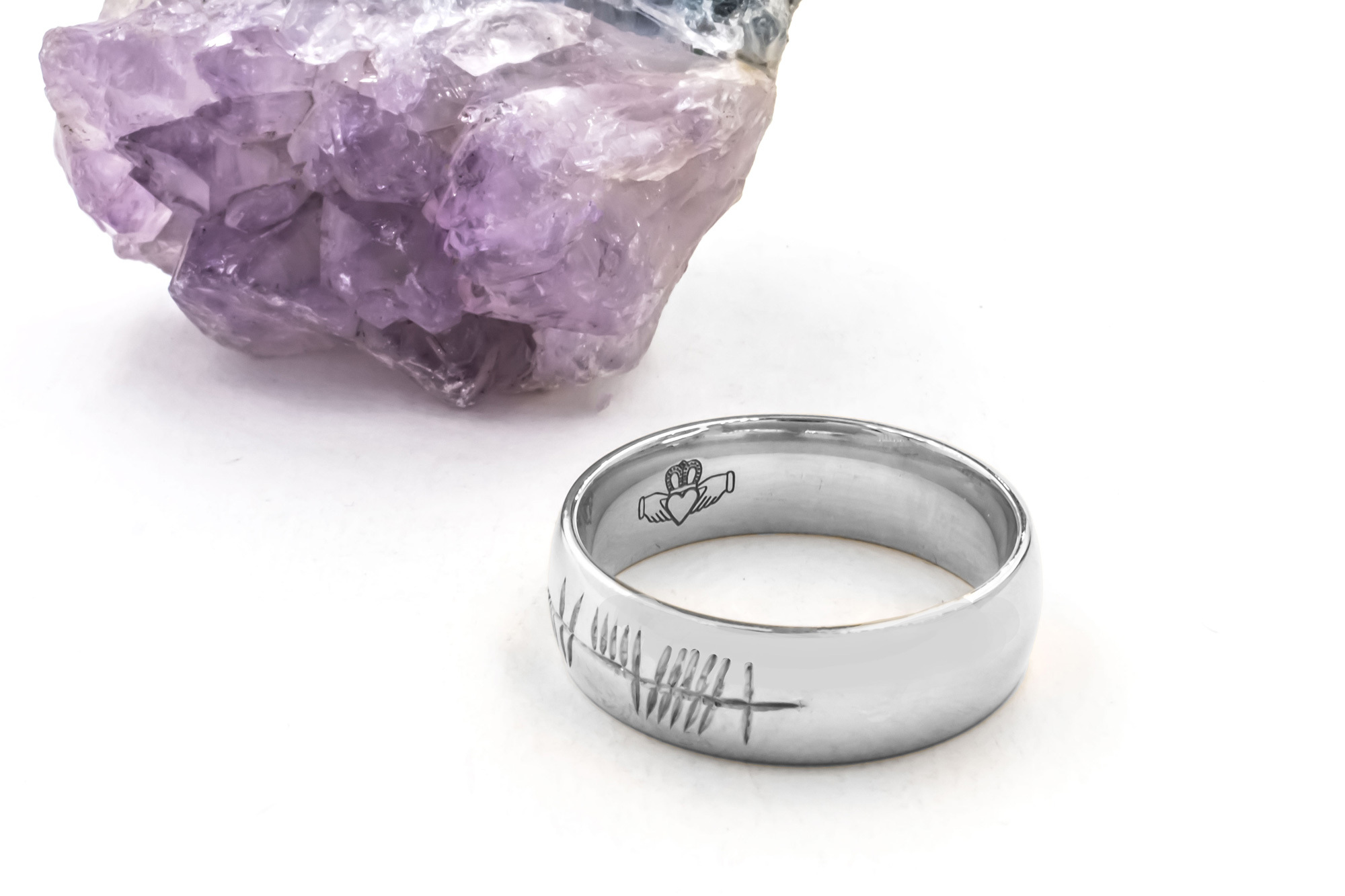 Authentic Platinum 950 Ogham Ring With a Polished Finish