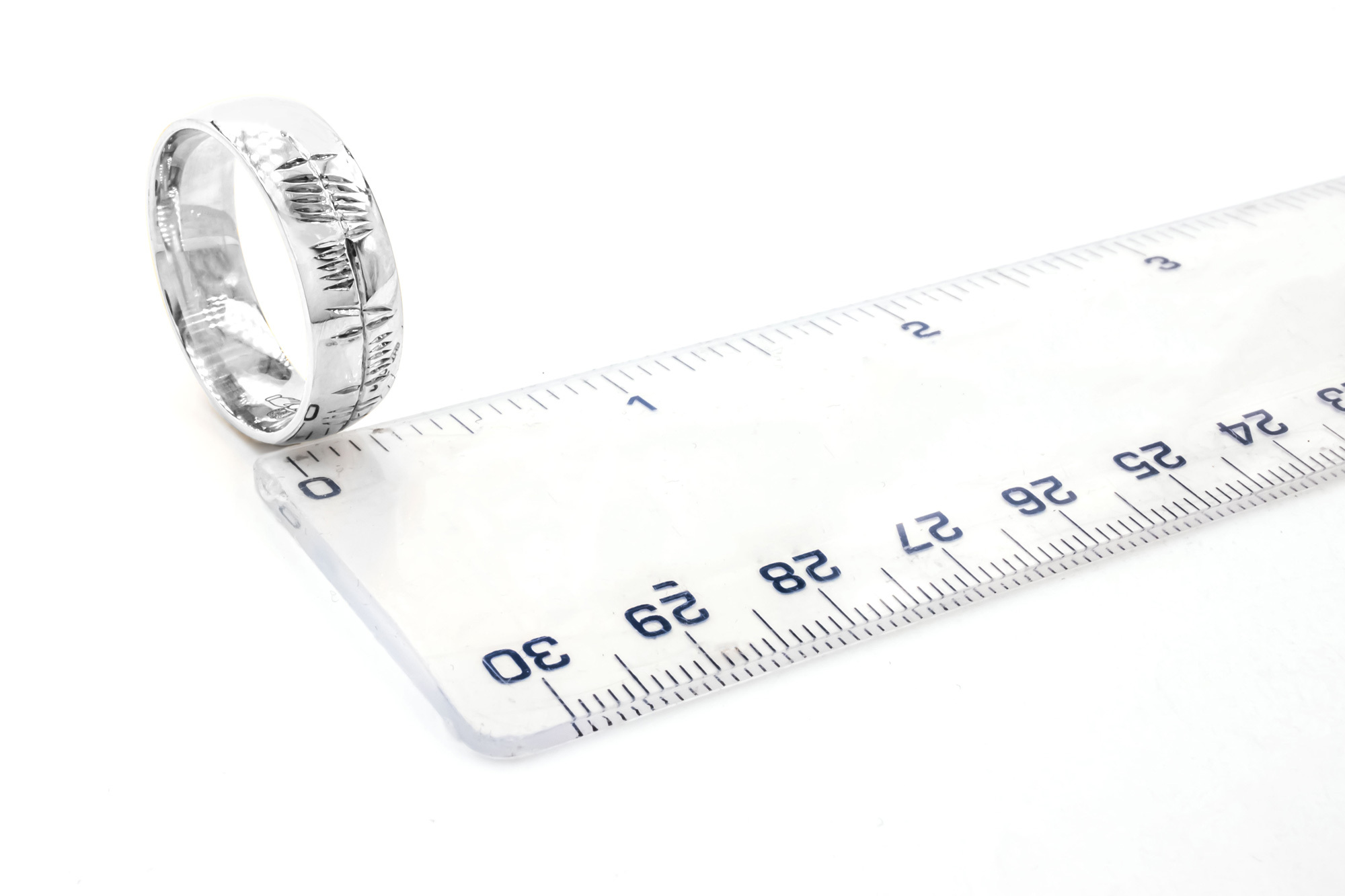 Engravable Polished Platinum 950 Ogham Customisable 5.0mm Ring