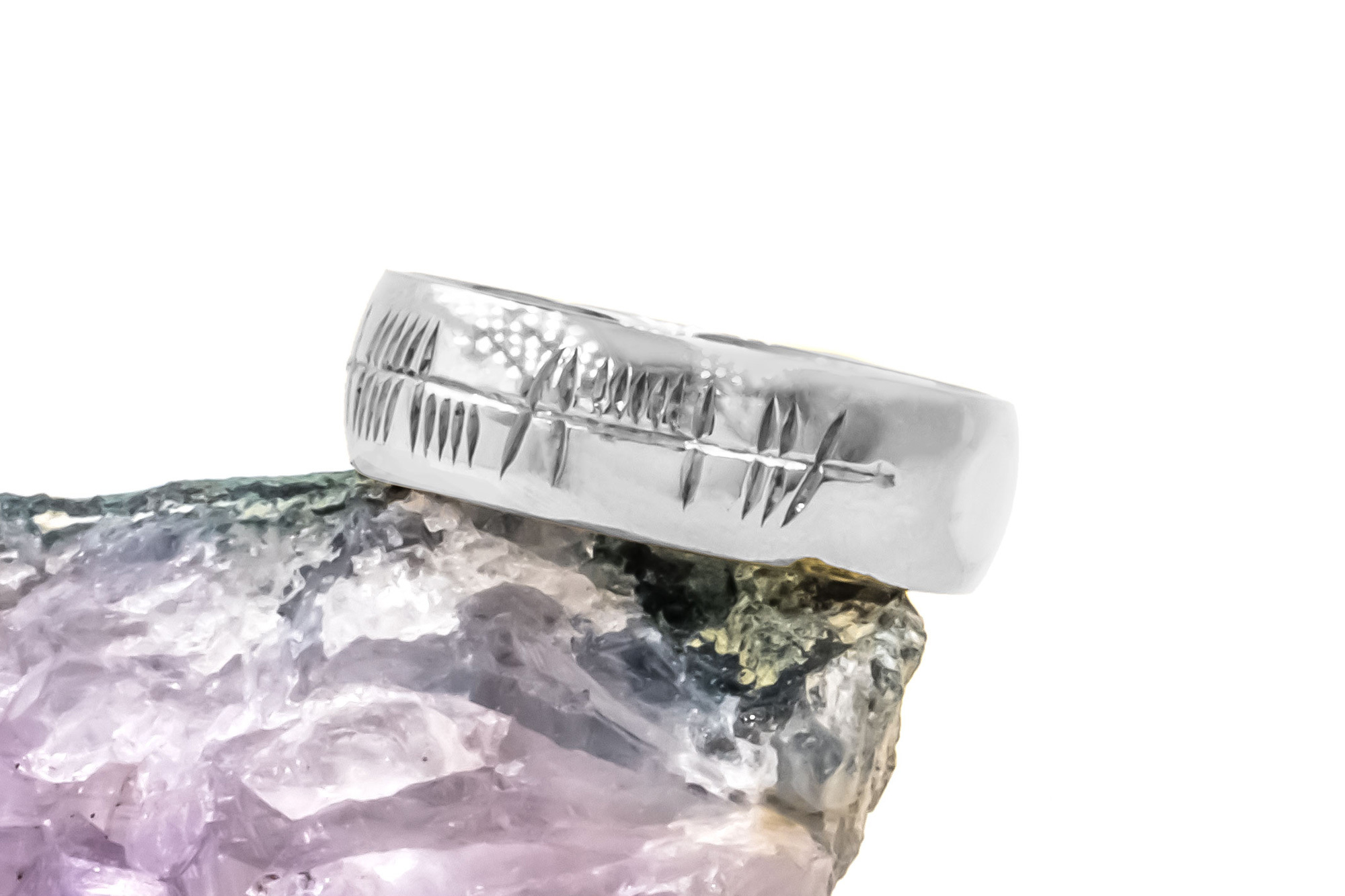 Gorgeous Polished Platinum 950 Ogham Engravable 5.0mm Ring