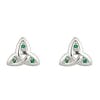 14K White Gold Trinity Knot Stud Earrings with Emeralds