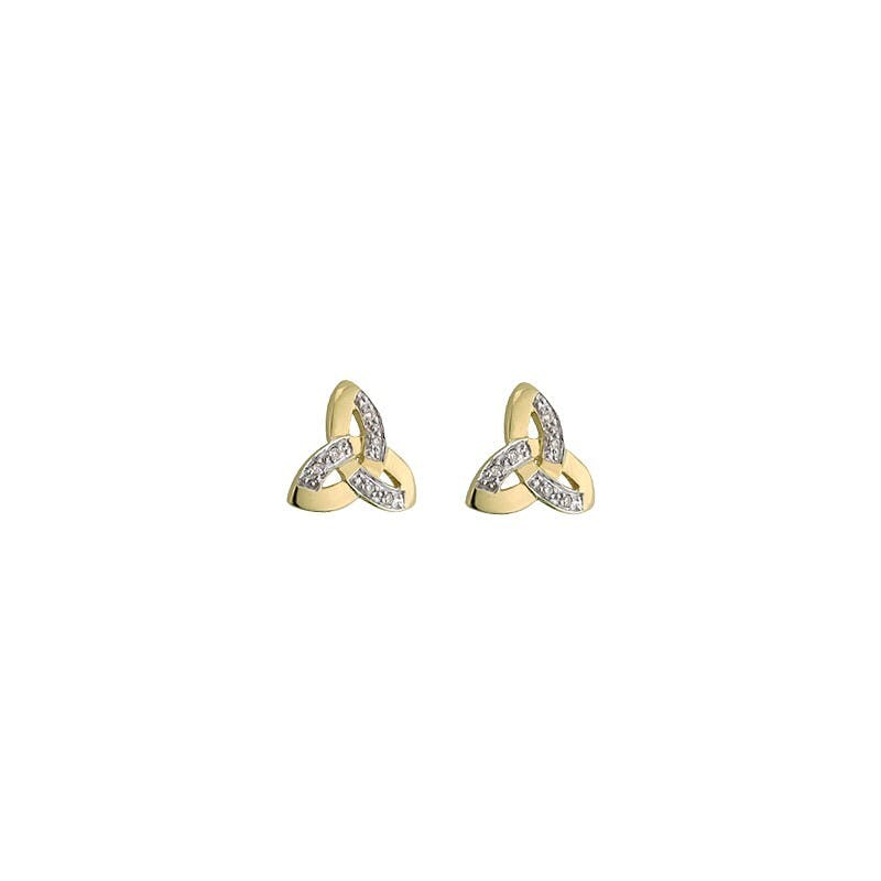 Real 14K Yellow Gold Trinity Knot & Celtic Knot Earrings For Women