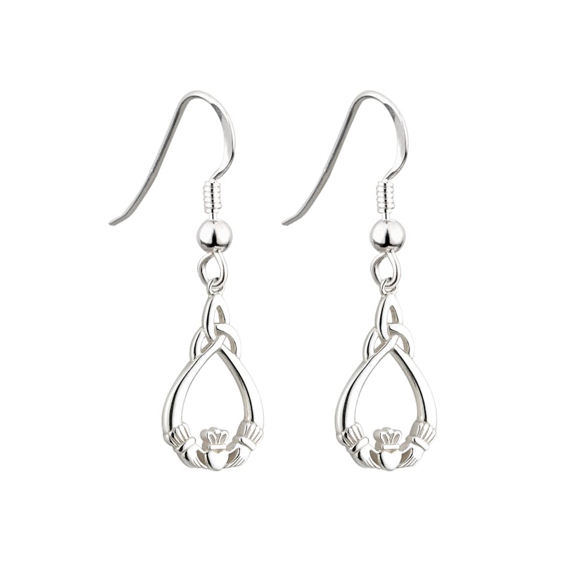 Womens Claddagh Earrings in Real Sterling Silver