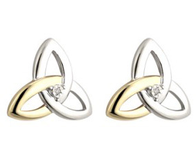 Sterling Silver & 10K Gold Trinity Stud Earrings … My Irish Jeweler