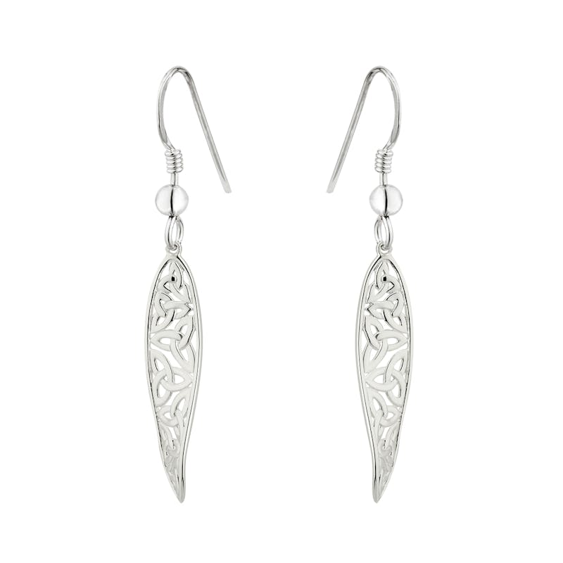 Sterling Silver Long Celtic Drop Earrings, Made in… My Irish Jeweler