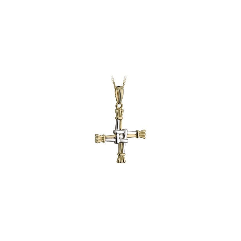 Real 14K Yellow Gold St Brigids Cross Necklace For Women