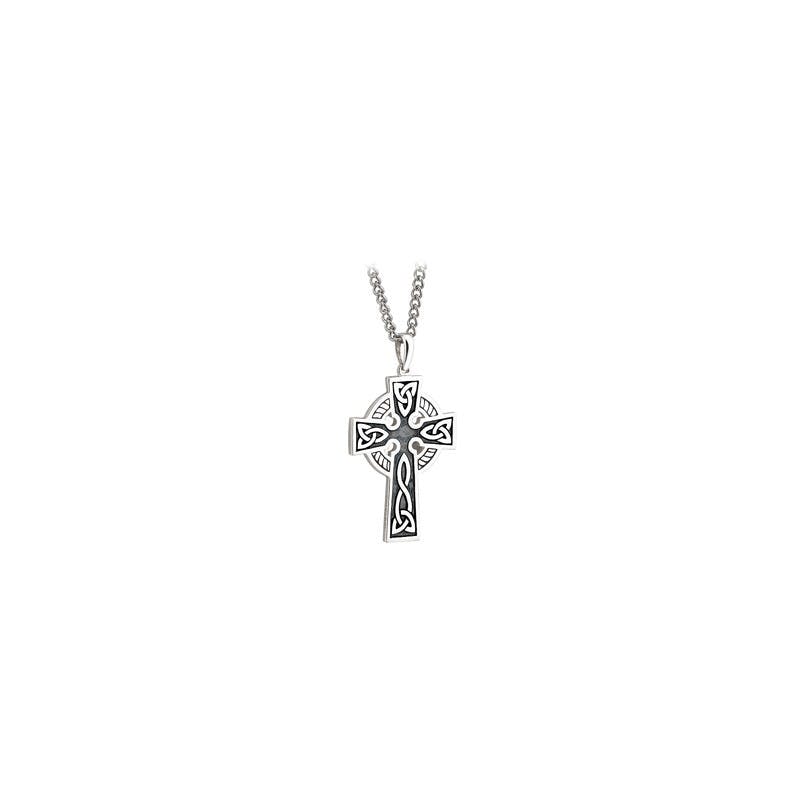 Mens Authentic Sterling Silver Celtic Cross Necklace