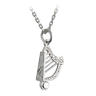 Small Silver Irish Harp Necklace