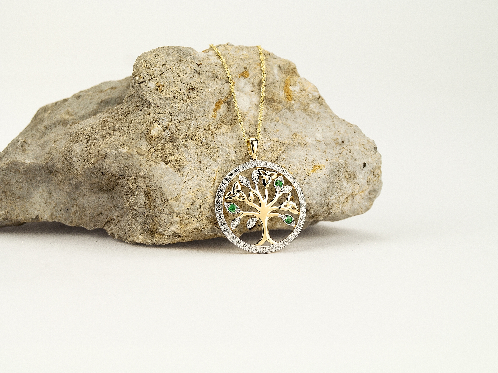 Womens Tree of Life Necklace in 14K Yellow Gold