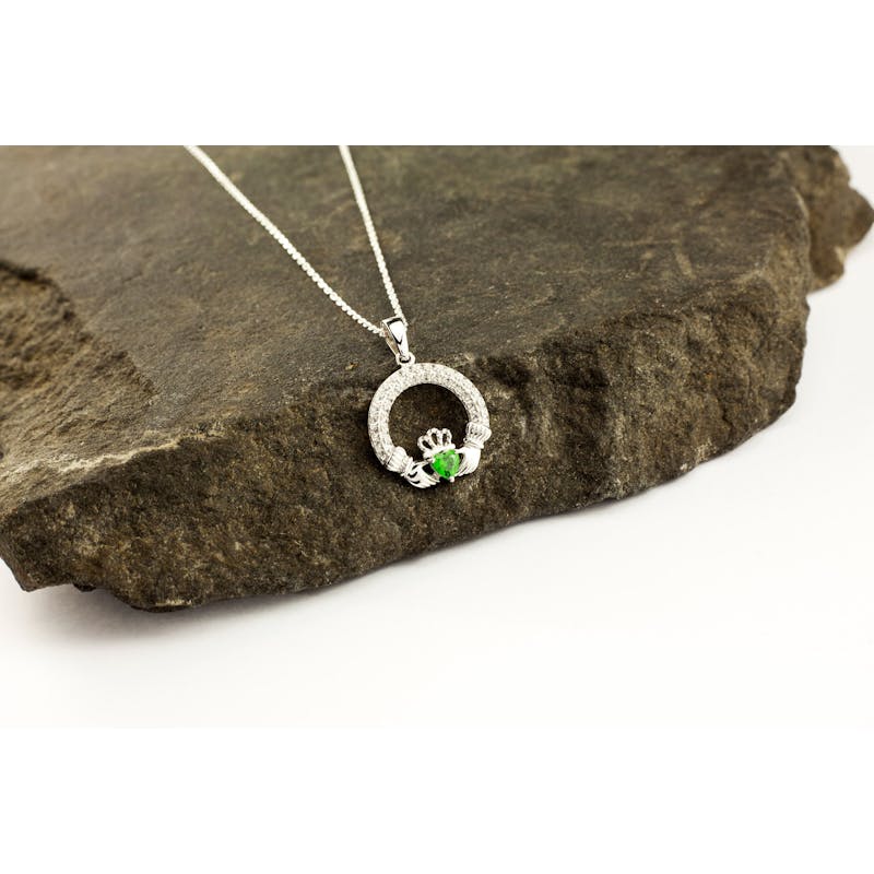 Womens Sterling Silver May Birthstone Necklace