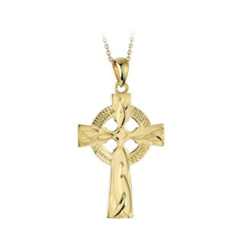 Celtic Cross Necklace - Shown with Light Cable Chain