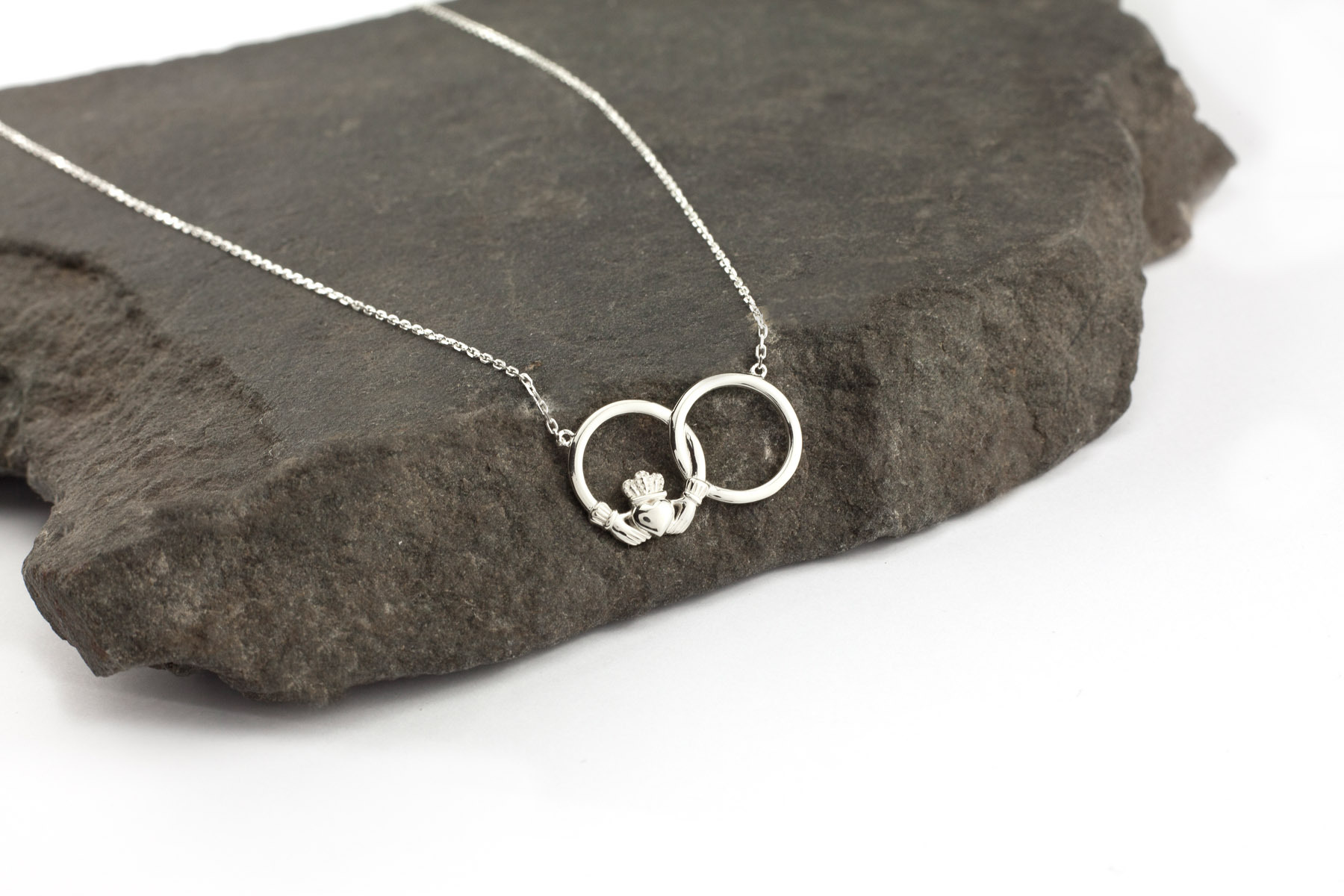 8 inch Round Double Loop Bangle Bracelet with a Trinity Irish Knot charm.